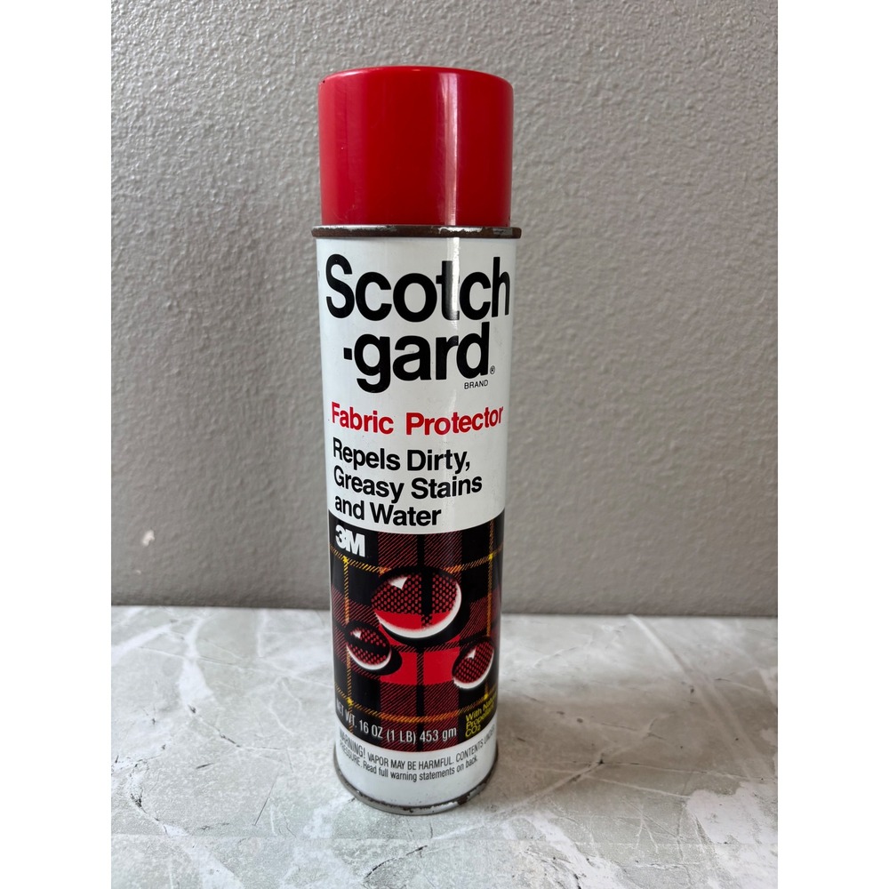 Vintage 3M Scotchgard Fabric Protector 16 oz Spray Can Red Plaid Repels Stains